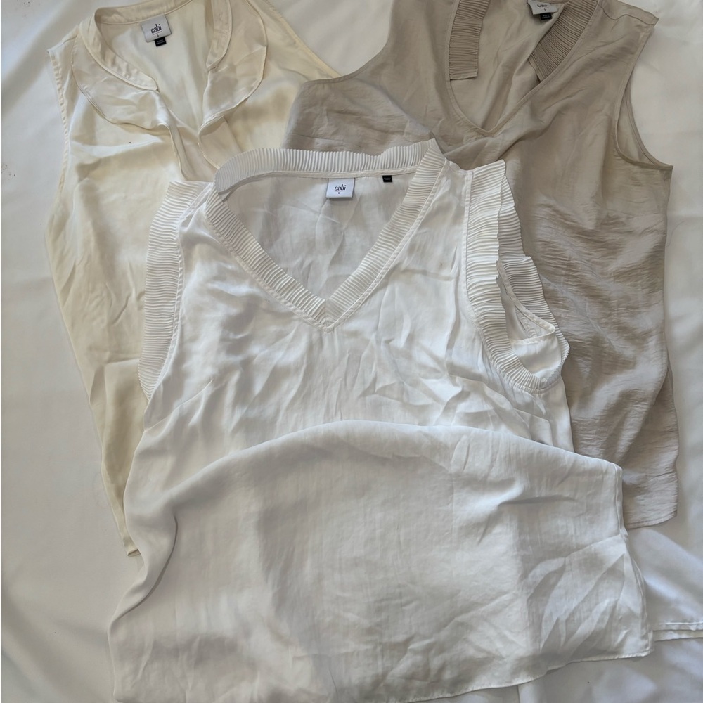 CAbi set of 3 tops - White, Cream, Tan
